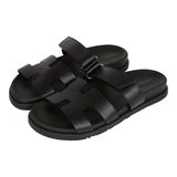 Hermès Chypre Sandals Black Calfskin