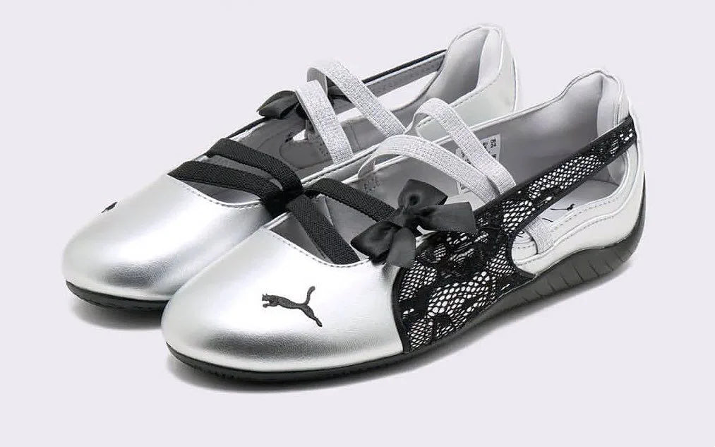 Puma Lace Mary Jane Flats Silvere Metalic
