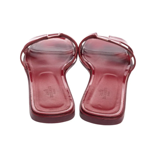 Hermes Sandals Leather Flat Red
