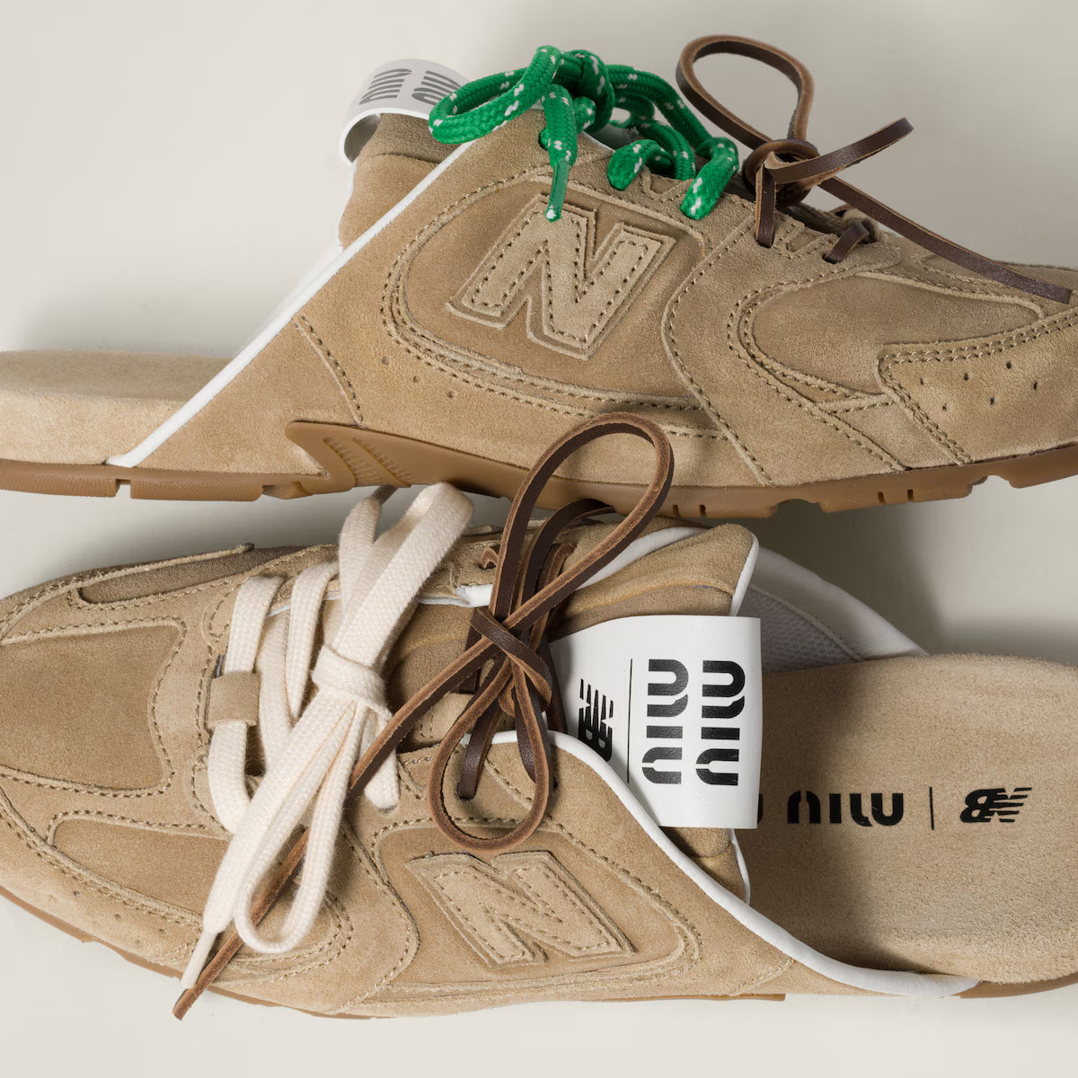 New Balance Miu Miu Ecru 530SL Mule