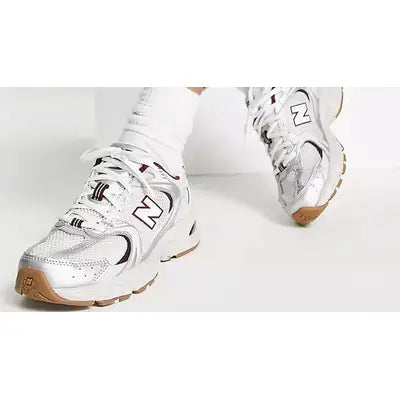New Balance 530 White Silver burgandy