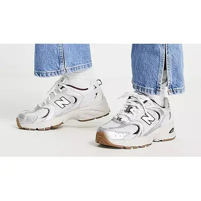 New Balance 530 White Silver burgandy