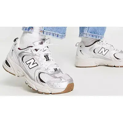 New Balance 530 White Silver burgandy